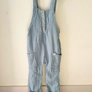 Light Blue Overalls with Button Detail